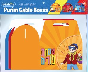 Picture of Purim Gable Boxes Izzy and Dizzy Characters 6 Pack Assorted Colors